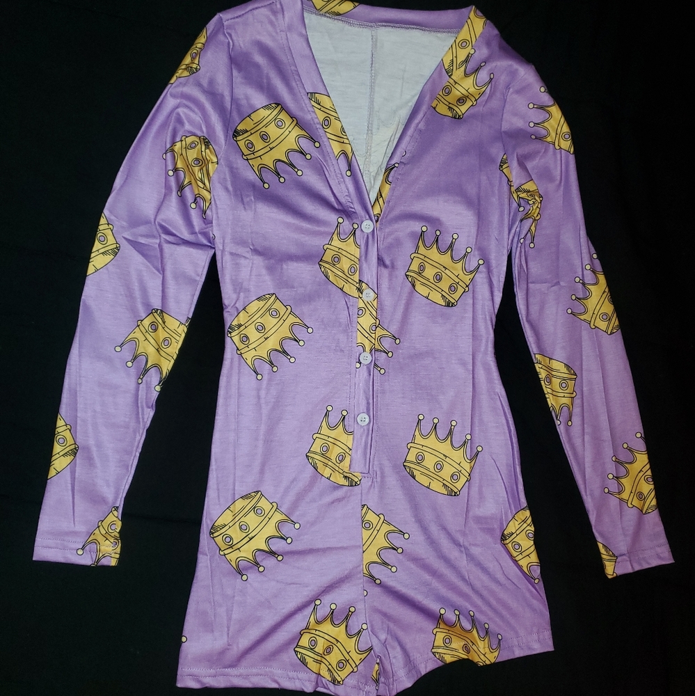 Comfortable Purple Queen Printed Pajama Romper